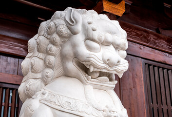 Sticker - stone lion statue in chinese temple