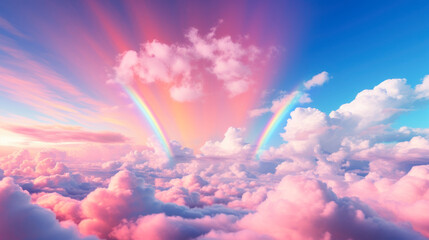 magical cloud, fairytale colorful rainbow in the sky generative ai