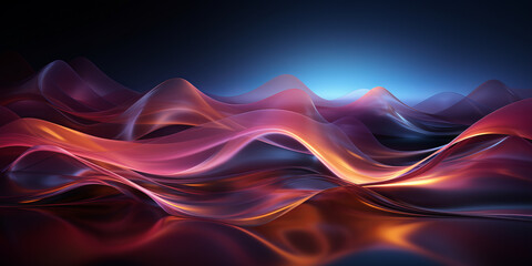Fototapete - Dark abstract background with glowing wave. Shiny moving lines design element. Modern purple blue gradient flowing wave lines. Futuristic technology concept. Vector