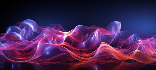 Fototapete - Dark abstract background with glowing wave. Shiny moving lines design element. Modern purple blue gradient flowing wave lines. Futuristic technology concept. Vector