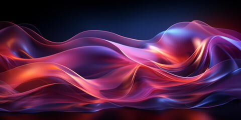 Fototapete - Dark abstract background with glowing wave. Shiny moving lines design element. Modern purple blue gradient flowing wave lines. Futuristic technology concept. Vector