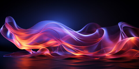 Fototapete - Dark abstract background with glowing wave. Shiny moving lines design element. Modern purple blue gradient flowing wave lines. Futuristic technology concept. Vector