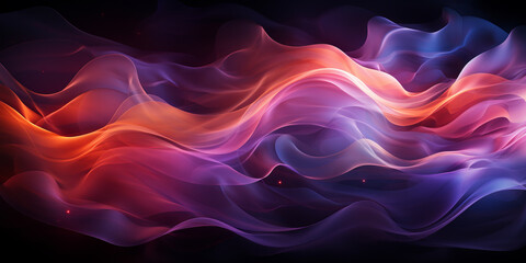 Fototapete - Dark abstract background with glowing wave. Shiny moving lines design element. Modern purple blue gradient flowing wave lines. Futuristic technology concept. Vector