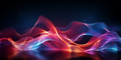 Fototapete - Dark abstract background with glowing wave. Shiny moving lines design element. Modern purple blue gradient flowing wave lines. Futuristic technology concept. Vector
