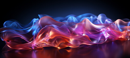 Fototapete - Dark abstract background with glowing wave. Shiny moving lines design element. Modern purple blue gradient flowing wave lines. Futuristic technology concept. Vector