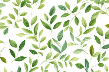 Wall Mural - green leaves on white background