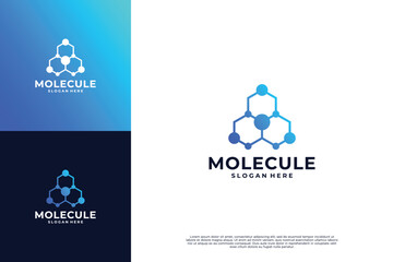 Nanotechnology logo. Atomic structure logotype. Abstract molecule logo.