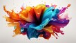 © ISVO - Explosion of orange blue colorful liquid paint splatter on white background abstract dynamic ink and smoky texture