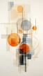 © ISVO - Abstract background with overlapping circles and lines. Copy space for text. Geometric gray orange modern digital painting interior poster