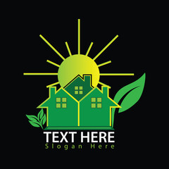 Wall Mural -  Vector green eco house logo concept