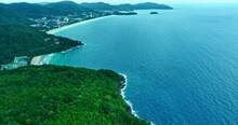Aerial View Scenery Green Sea White Beach And Green Forest At Freedom Beach Patong Phuket. .aerial View Many Beautiful Beaches In Phuket Island..white Waves Slowly Crept Towards The Shore.