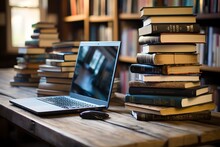 Books And A Laptop On The Table, Generative AI