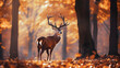 © Slava - Majestic red deer stag with antlers in autumn forest. selective focus.