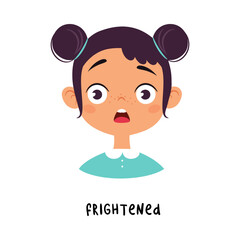 Poster - Cute Girl Show Frightened Emotion and Face Expression Vector Illustration