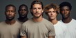 © iridescentstreet - Diverse group of men standing together, confident multicultural male beauty in studio setting, diversity concept, isolated on gray background