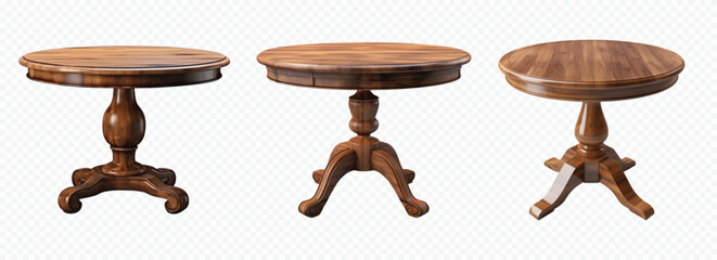 round wooden vintage table vector set