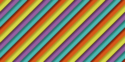 Aufkleber - Repeating colored and diagonal ribbons. Seamless pattern of layers in the form of diagonal stripes. Colorful diagonals.