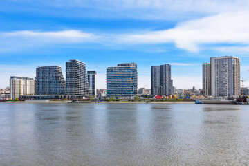  Belgrade, Serbia - March 29, 2023: View at Belgrade Waterfront buildings at Sava river.