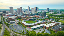 Huntington Park Baseball Stadium With Columbus Ohio Skyscrapers Skyline Aerial