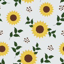 Collage Contemporary Floral Seamless Pattern. Sunflower Seamless Pattern. 