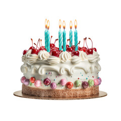 Wall Mural - Birthday cake with candles isolated