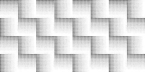 Poster - Halftone dotted seamless pattern. Abstract geometric black and white zigzag background. Dots gradient