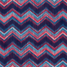 Tonal Blue And Red Watercolor-Dyed Effect Textured Chevron Pattern
