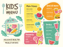 Menu For Kids. Restaurant Template Menu Print Design With Place For Text Recent Vector