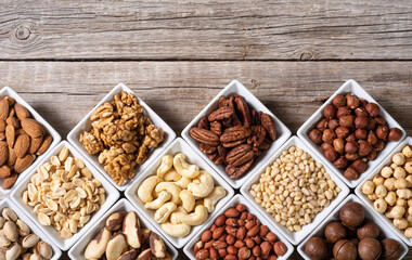 Canvas Print - Mix of nuts in bowl . Food background