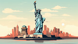 Fototapeta Nowy Jork - creative illustration of the statue of liberty in new york in usa. Generative AI