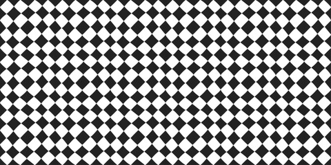 Poster - Checkered rhombs, from square shapes. Diagonal checkerboard, endless and black and white.