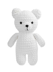 Wall Mural - Cute crocheted bear isolated on white. Children's toy