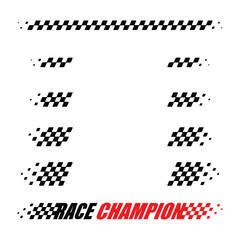 Different row race checkered flag lines