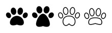 Paw Icon Set Illustration. Paw Print Sign And Symbol. Dog Or Cat Paw
