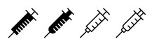 Syringe Icon Set Illustration. Injection Sign And Symbol. Vaccine Icon