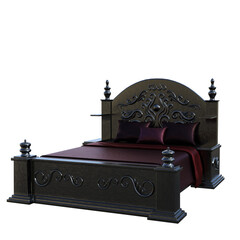 antique bed furniture in a room