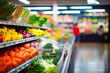 Leinwandbild Motiv Fruits and vegetables in the refrigerated shelf of a supermarket