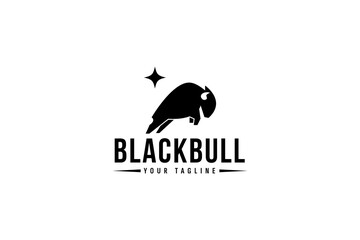 Sticker - black bull logo vector icon illustration