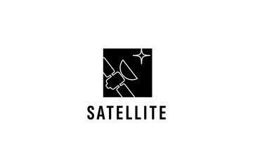 Sticker - satellite logo vector icon illustration