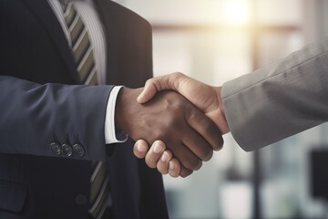 Two businessmen shaking hands in the office