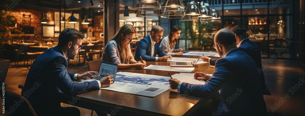 Business people teamwork meeting on table with business paper in office. Business teamwork concept