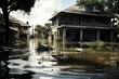 The aftermath of hurricane Ian in Florida includes flooded homes and residential areas due to heavy rainfall and the resulting flood waters, highlighting the adverse effects of this natural disaster.