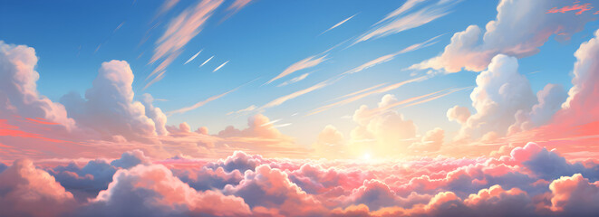 pink sunset sky illustration with clouds