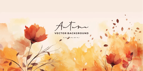 abstract art autumn background with watercolor maple leaves. watercolor hand-painted natural art per