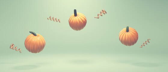 Wall Mural - Autumn pumpkins - Harvest and Thanksgiving theme - 3D render