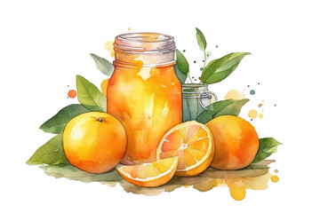  orange juice watercolor, great design for any purposes.