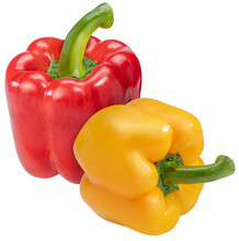 Yellow And Red Sweet Bell Pepper Isolated On White Background. Sweet Pepper Isolated On A White PNG File.