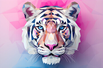 Wall Mural - Low Poly Illustration of a tiger - Geometric Art