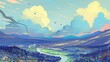 © Huzaifa - landscape with mountains and river generated Ai