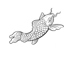 Sticker - Koi fish tattoo with water splash Asian or Japanese style. Illustration with white background.